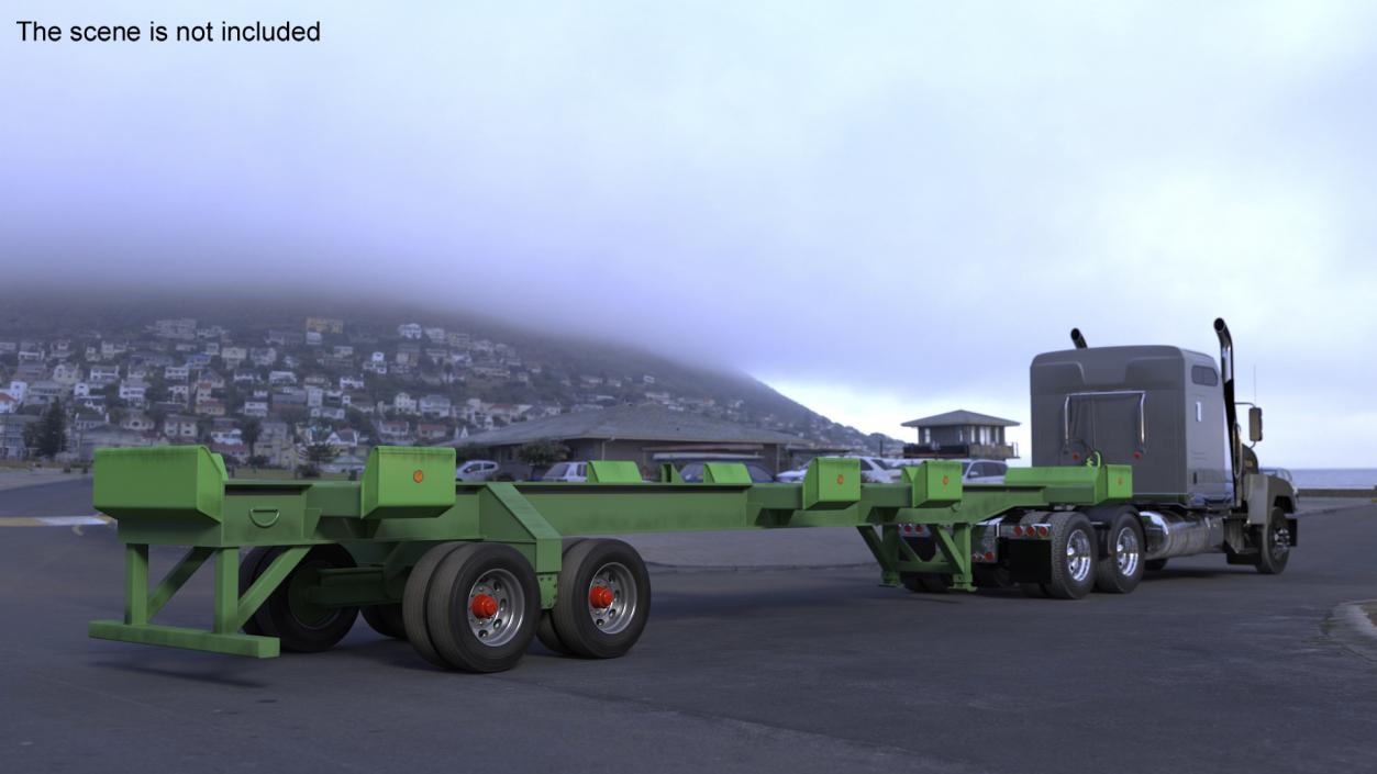 3D Freight Truck with Container Trailer