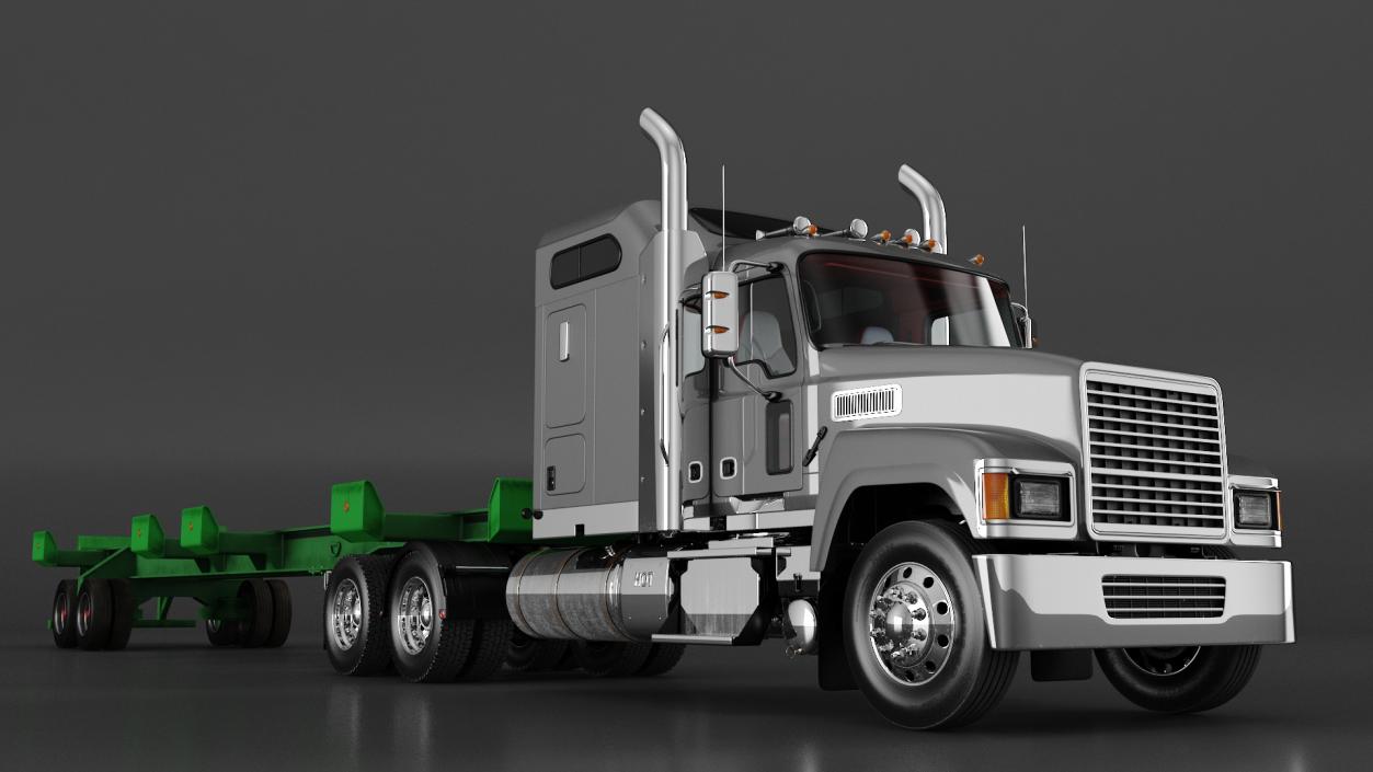 3D Freight Truck with Container Trailer