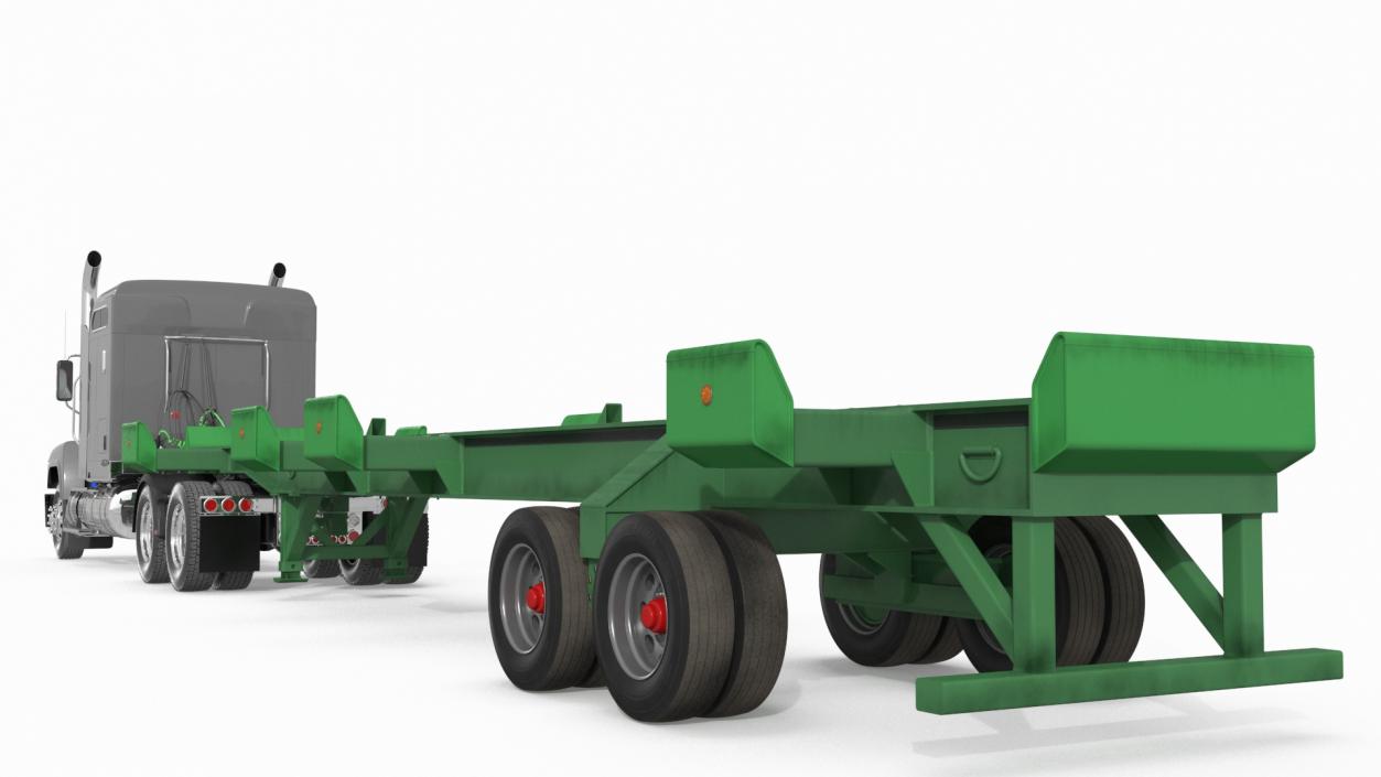 3D Freight Truck with Container Trailer