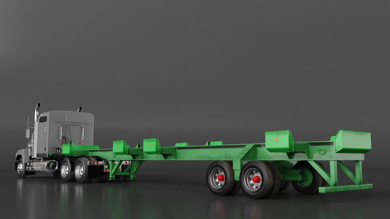 3D Freight Truck with Container Trailer