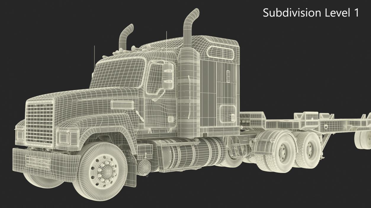 3D Freight Truck with Container Trailer