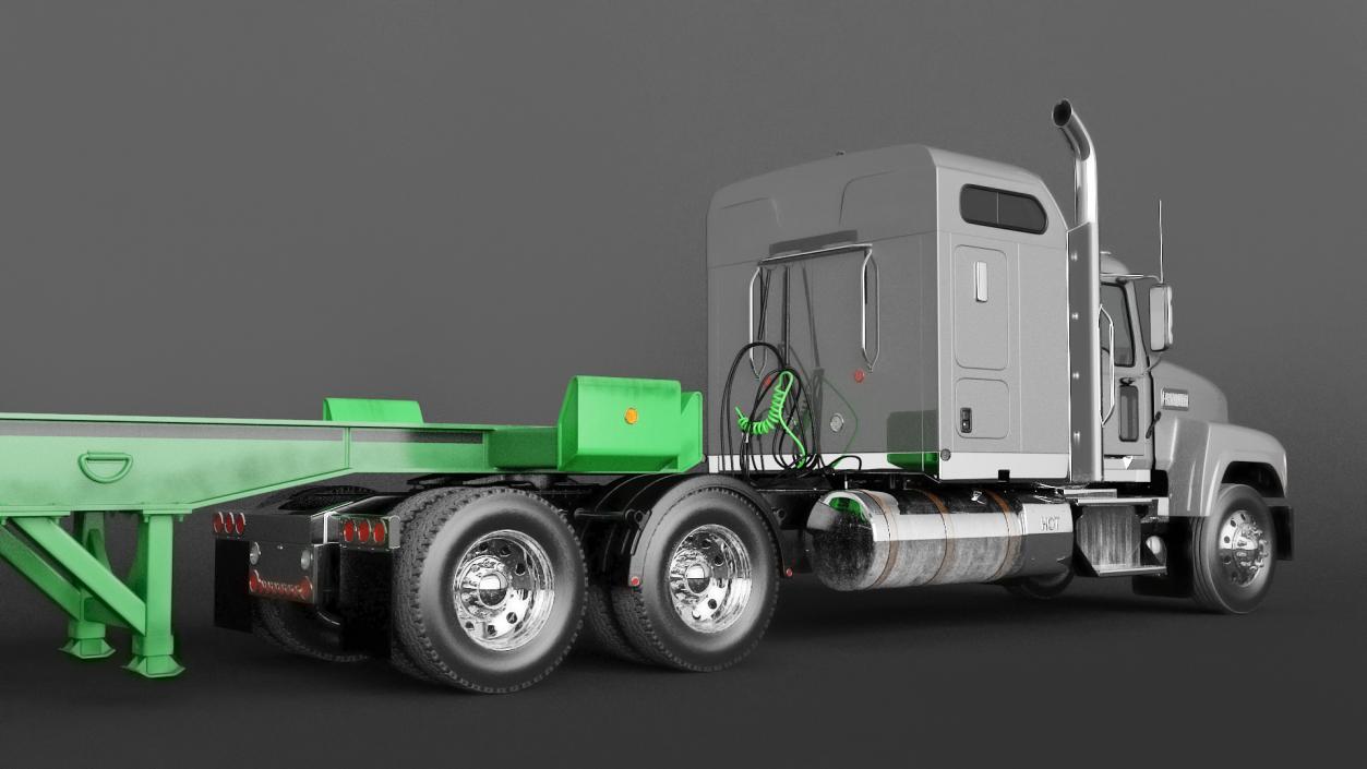 3D Freight Truck with Container Trailer