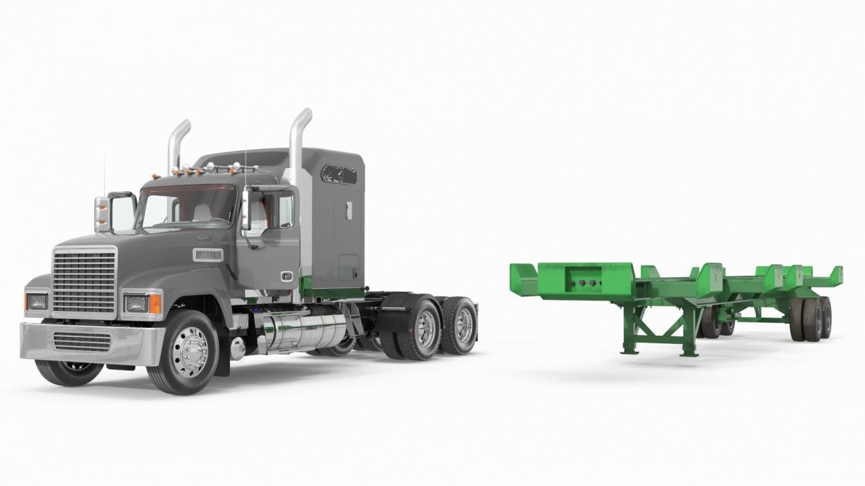 3D Freight Truck with Container Trailer