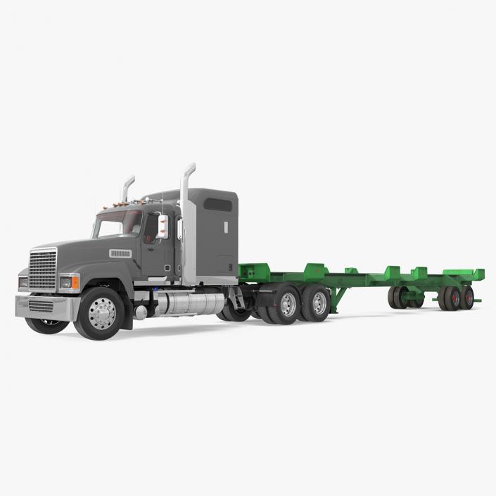 3D Freight Truck with Container Trailer