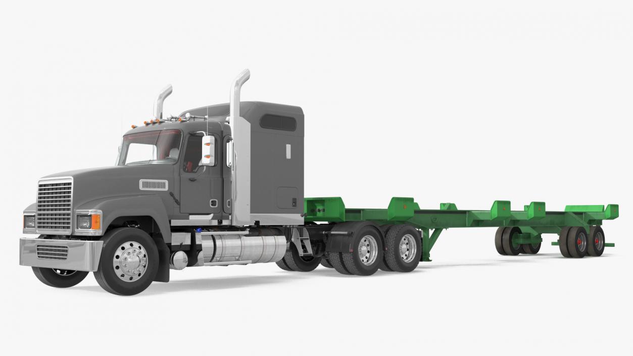 3D Freight Truck with Container Trailer