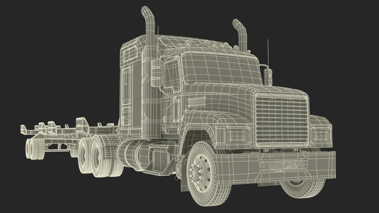 3D Freight Truck with Container Trailer