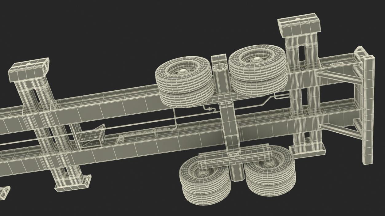 3D Freight Truck with Container Trailer