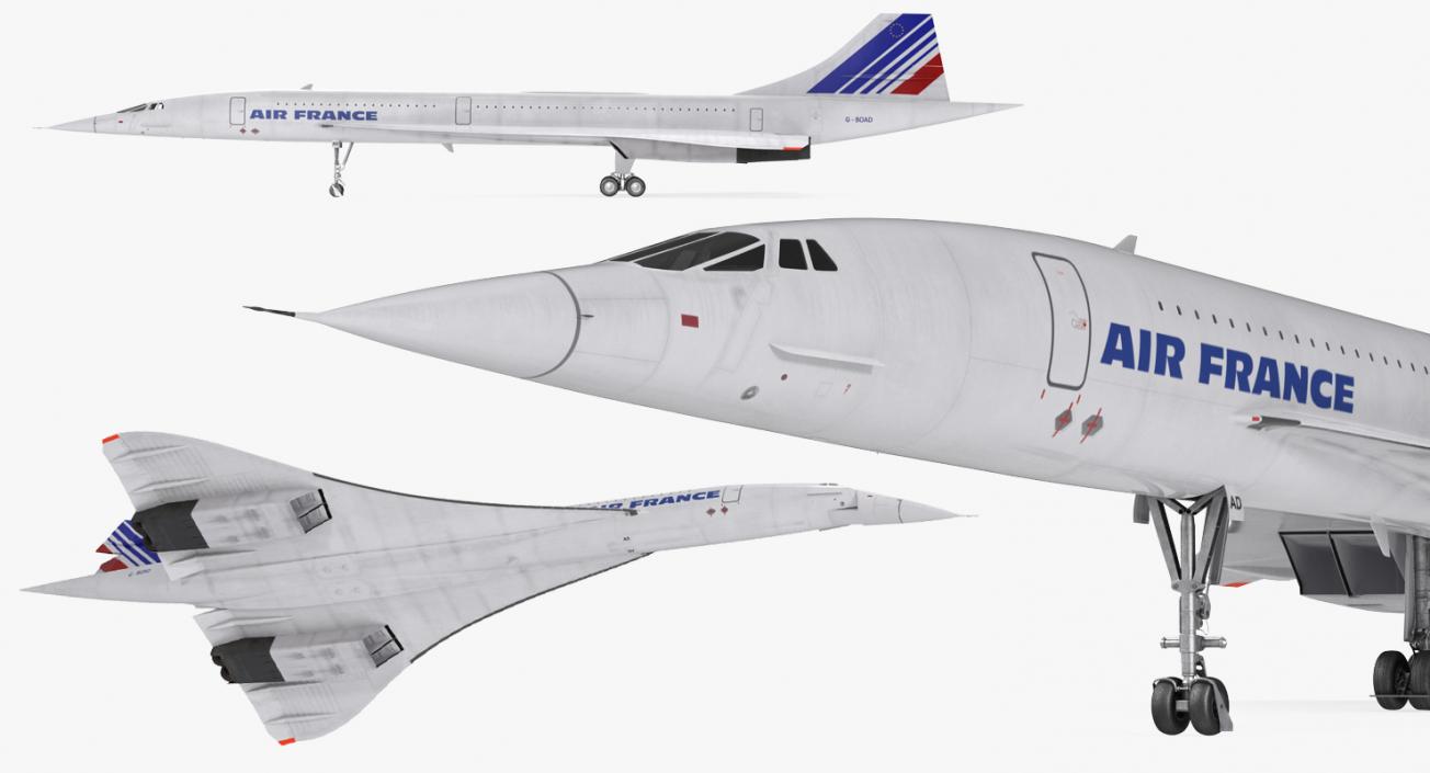 3D Concorde Supersonic Passenger Jet Airliner Air France model