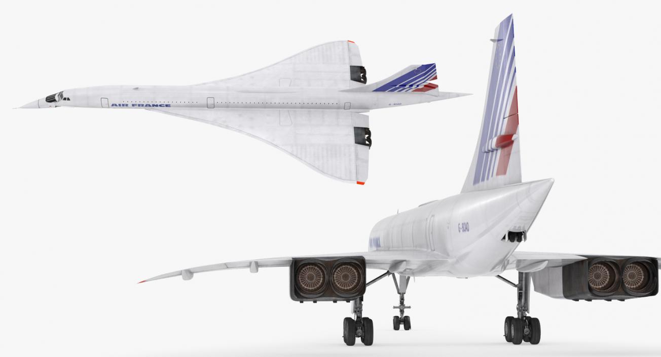 3D Concorde Supersonic Passenger Jet Airliner Air France model