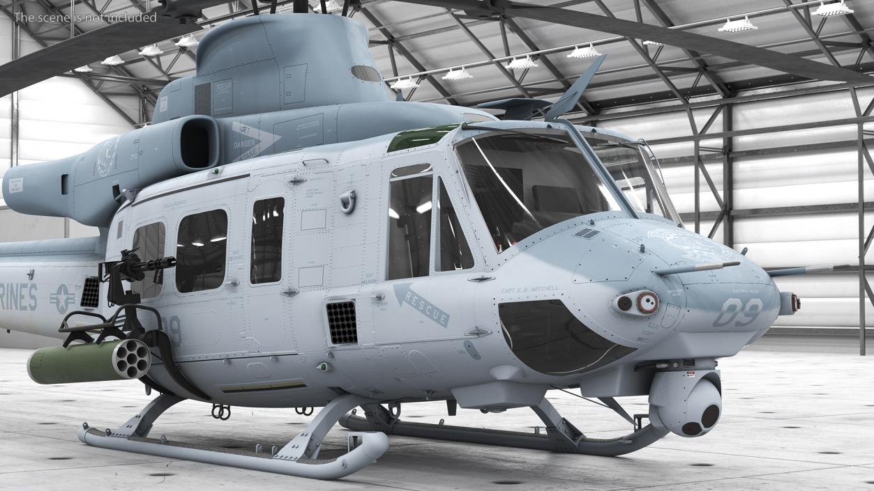 Bell UH1Y Venom Helicopter Rigged for Cinema 4D 3D