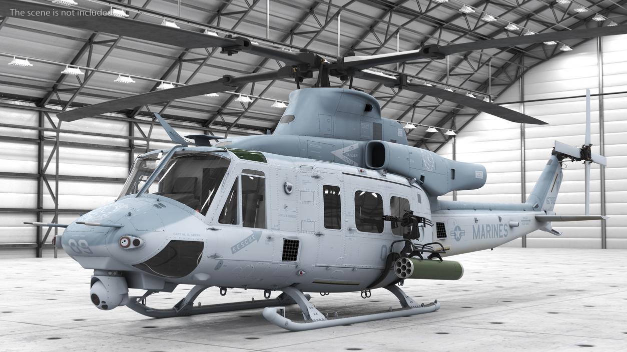 3D Bell UH1Y Venom Helicopter Rigged model