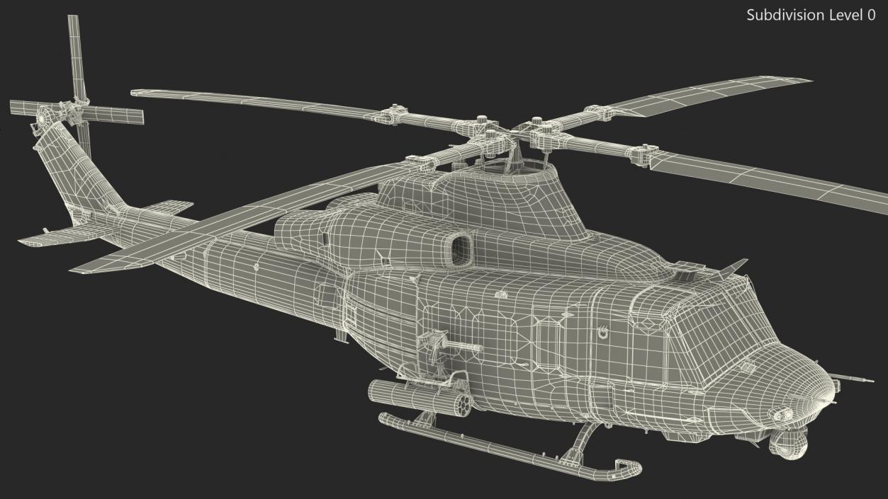 3D Bell UH1Y Venom Helicopter Rigged model