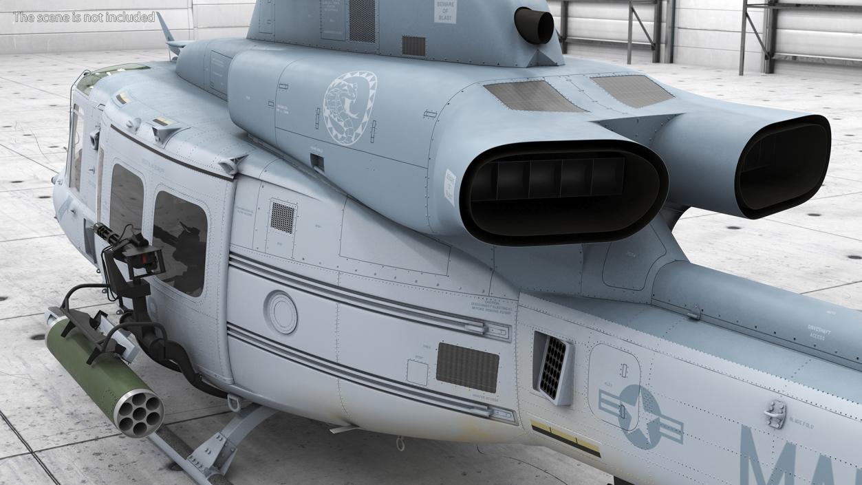 Bell UH1Y Venom Helicopter Rigged for Maya 3D