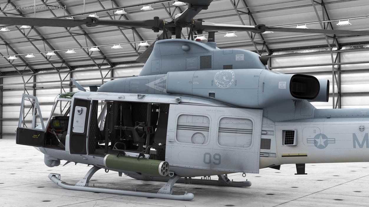 Bell UH1Y Venom Helicopter Rigged for Cinema 4D 3D