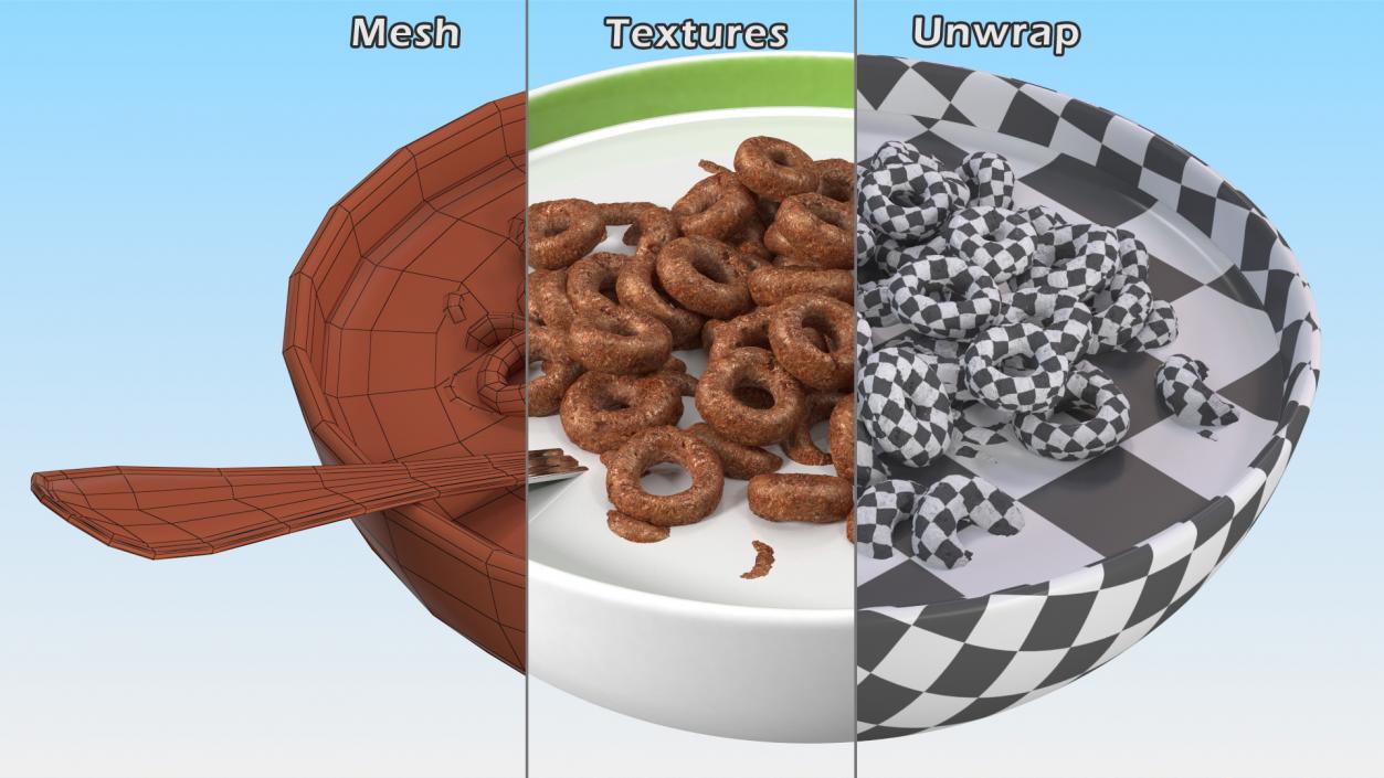 3D model Chocolate Rings Breakfast with Milk