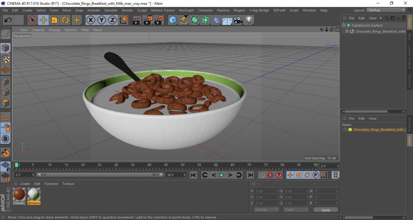 3D model Chocolate Rings Breakfast with Milk