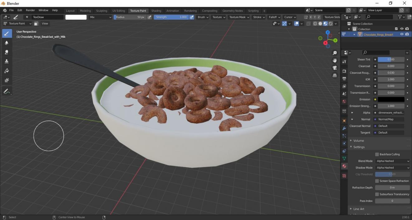 3D model Chocolate Rings Breakfast with Milk