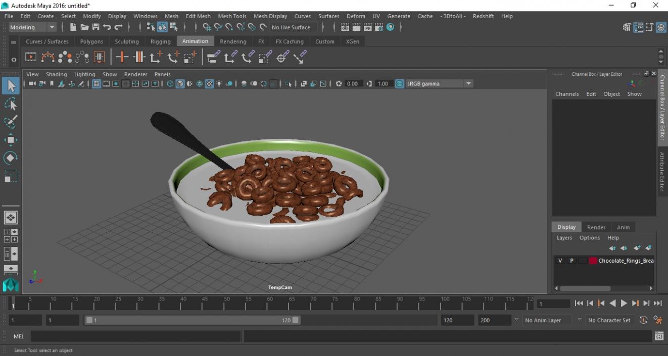 3D model Chocolate Rings Breakfast with Milk