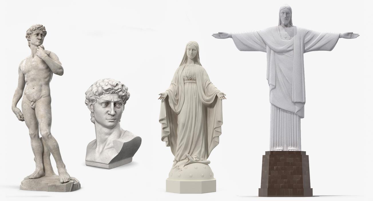 3D Stone Statues Collection 3