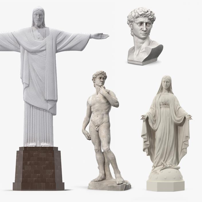 3D Stone Statues Collection 3