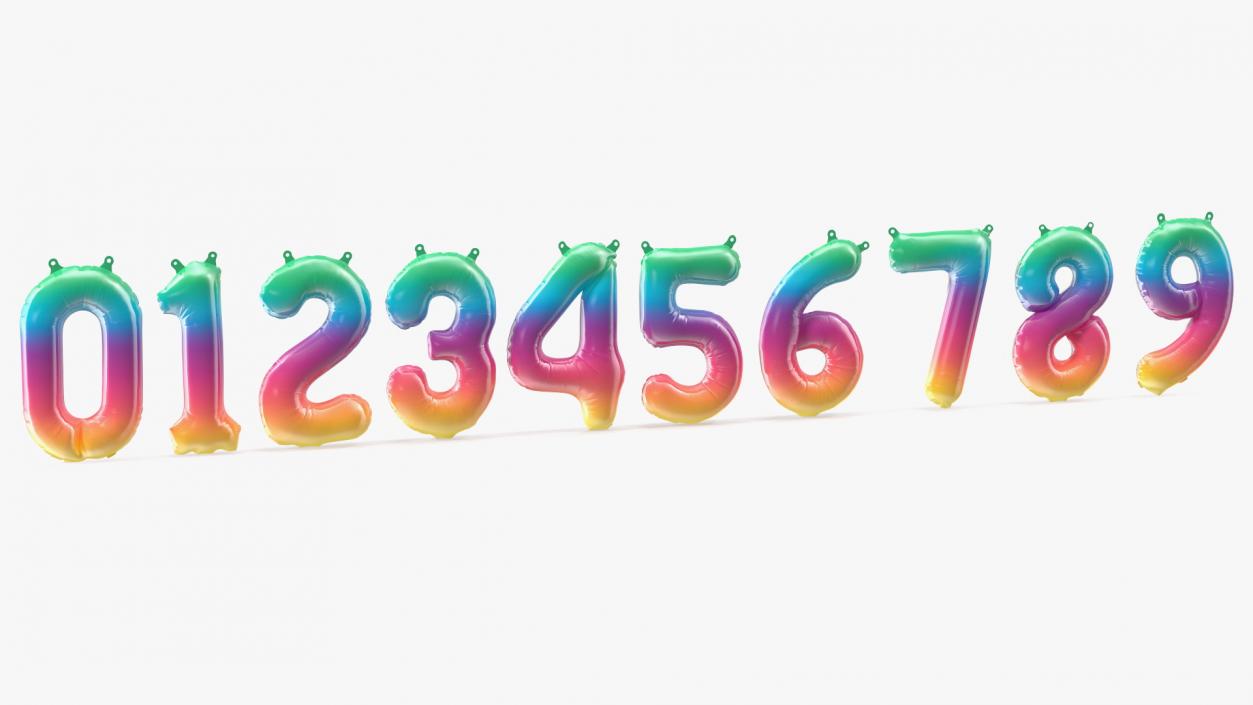 Balloon Numbers Set Rainbow 3D