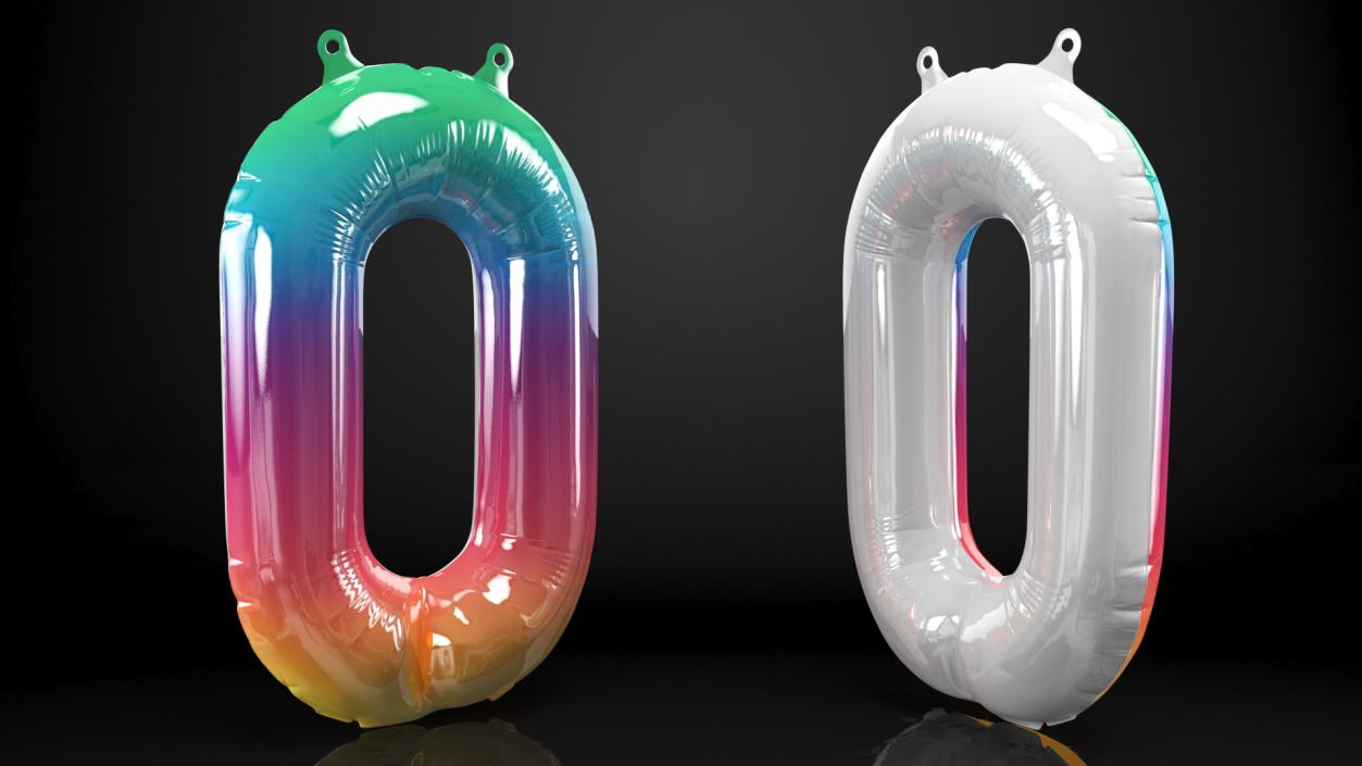 Balloon Numbers Set Rainbow 3D