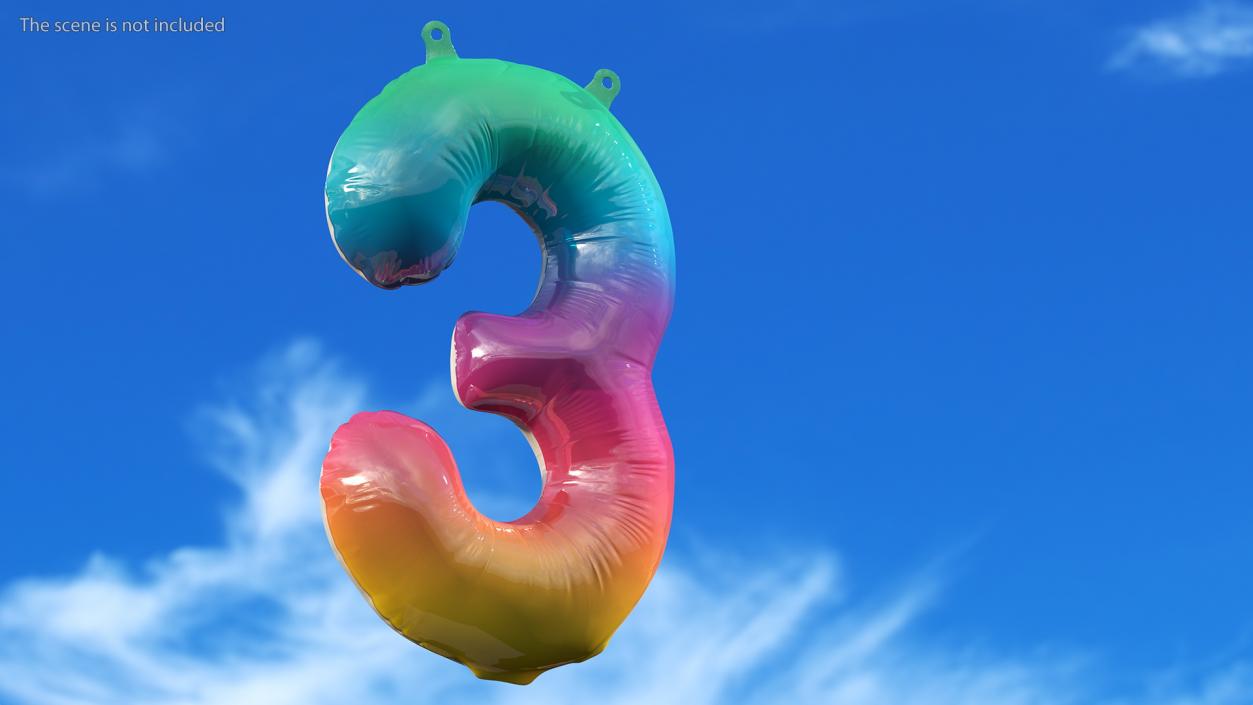 Balloon Numbers Set Rainbow 3D