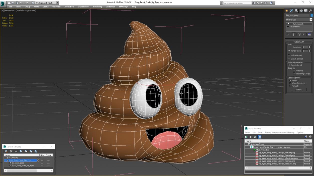 3D model Poop Emoji Smile Big Eyes