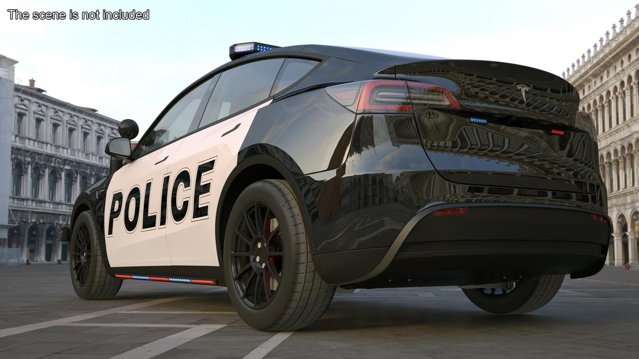 Police Car Tesla Model Y Lights On 3D model