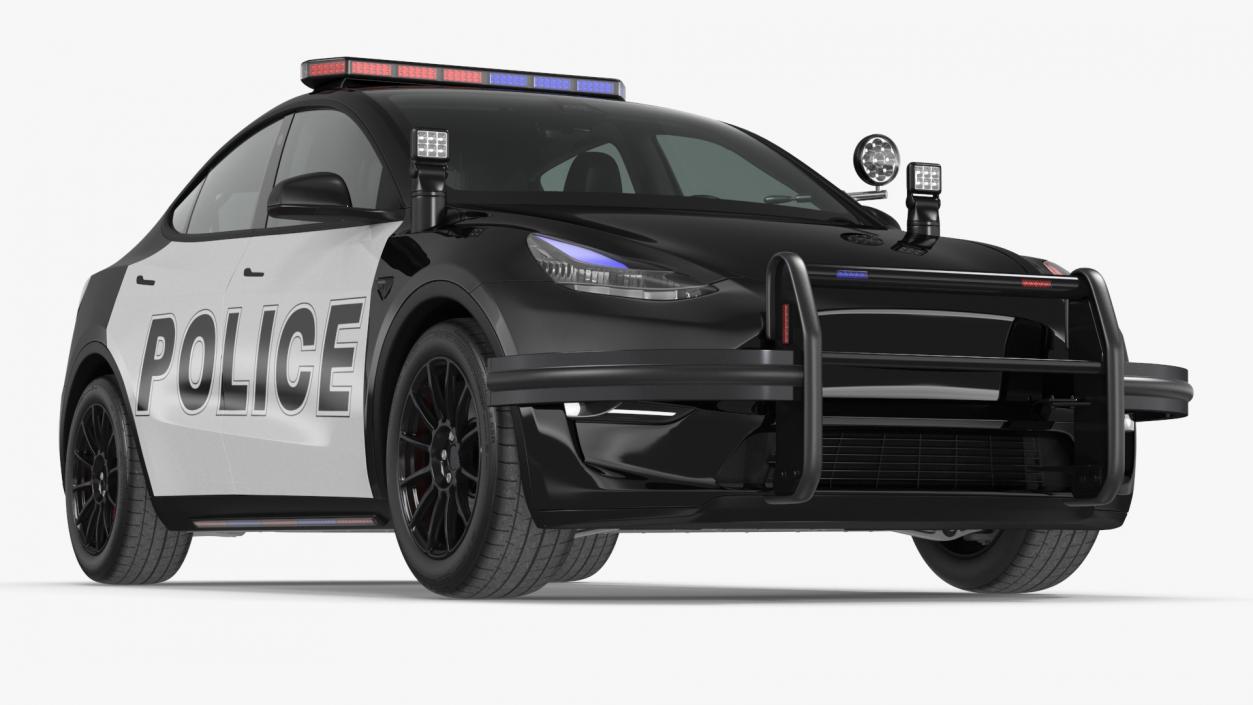 Police Car Tesla Model Y Lights On 3D model