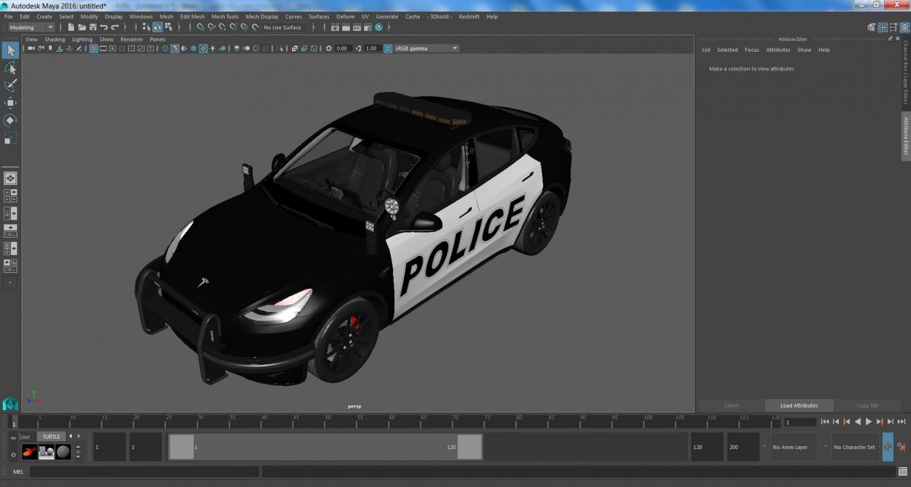 Police Car Tesla Model Y Lights On 3D model