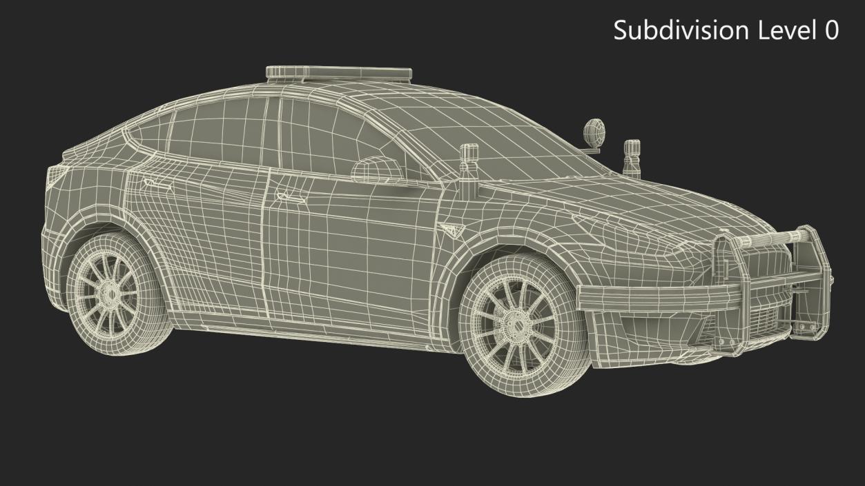 Police Car Tesla Model Y Lights On 3D model