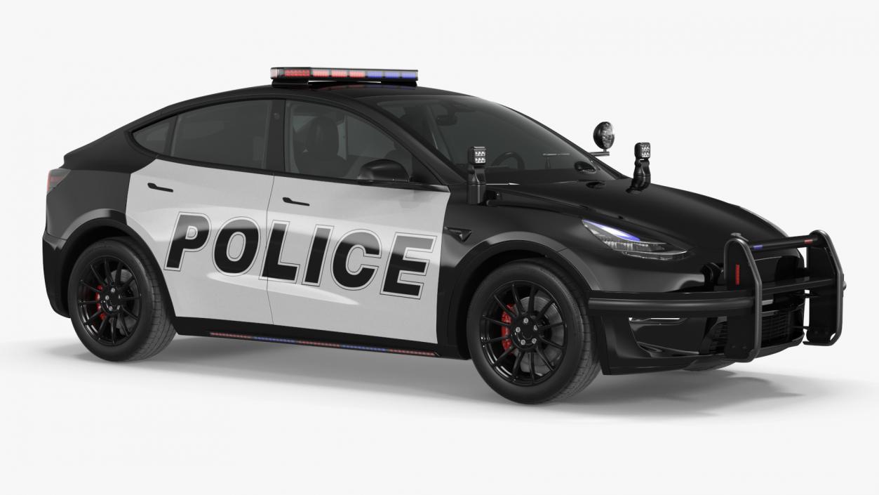 Police Car Tesla Model Y Lights On 3D model