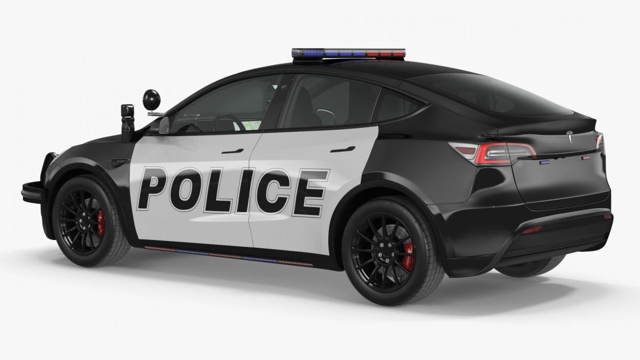 Police Car Tesla Model Y Lights On 3D model