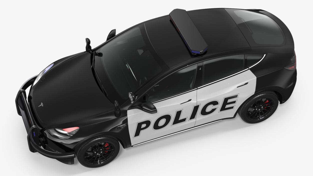 Police Car Tesla Model Y Lights On 3D model