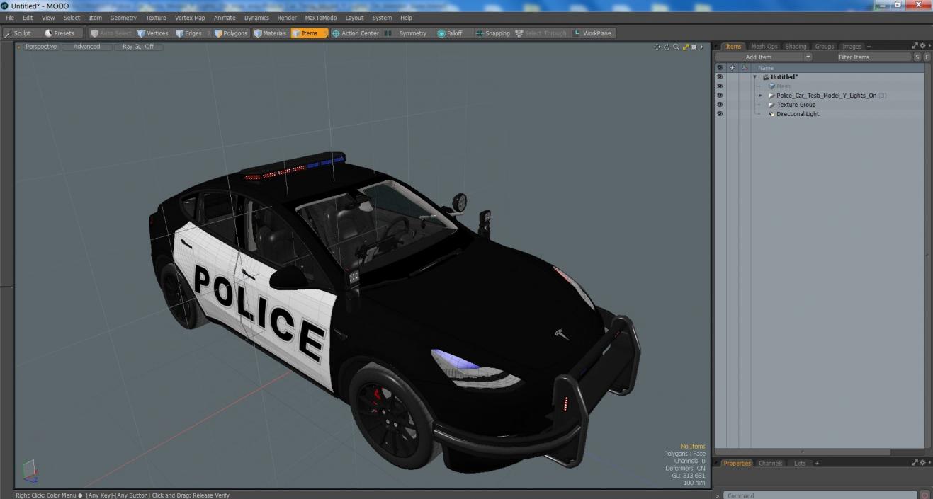 Police Car Tesla Model Y Lights On 3D model