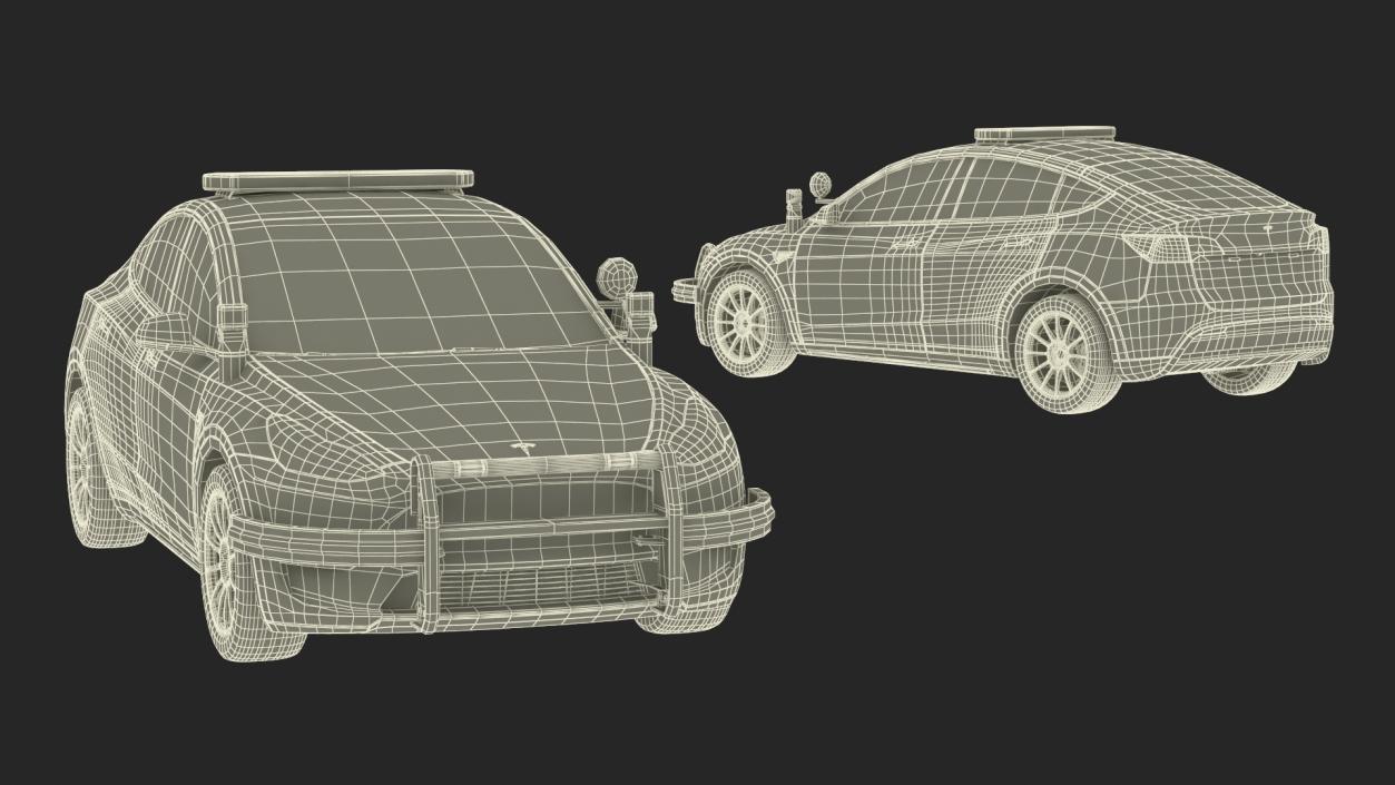 Police Car Tesla Model Y Lights On 3D model