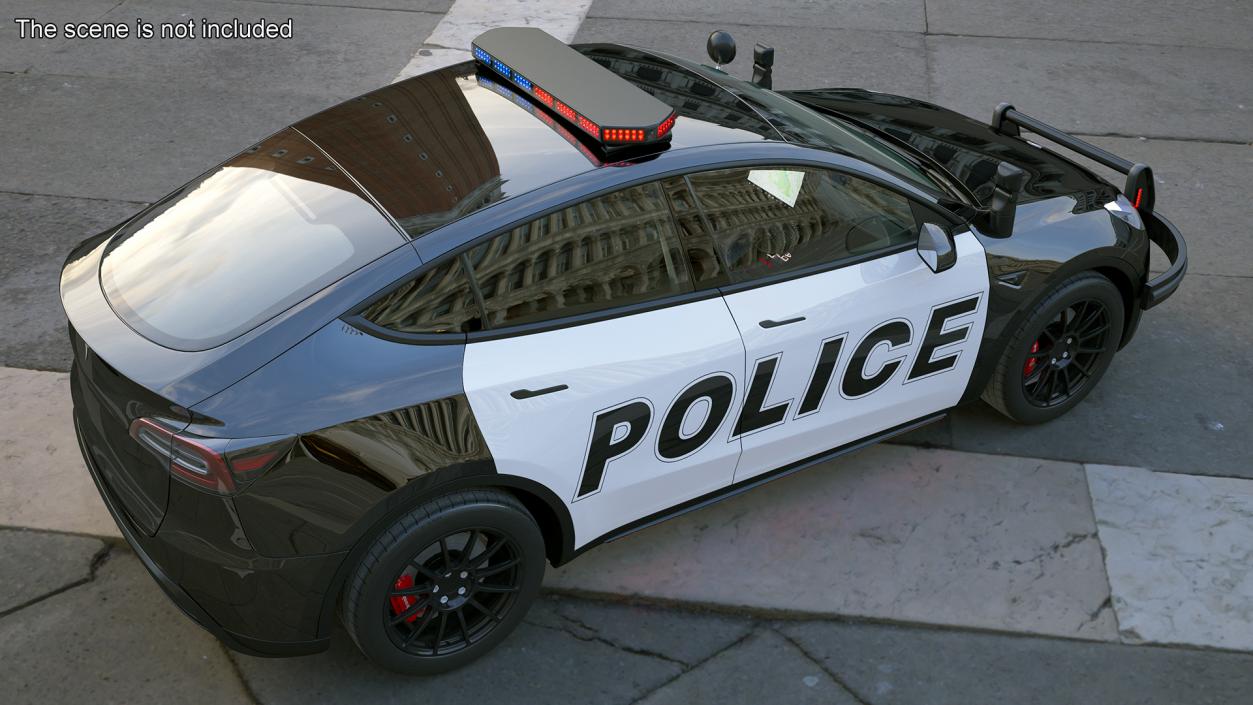 Police Car Tesla Model Y Lights On 3D model