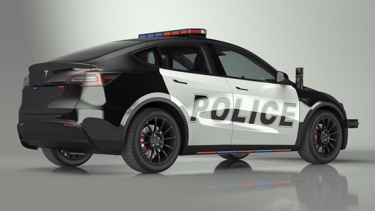 Police Car Tesla Model Y Lights On 3D model