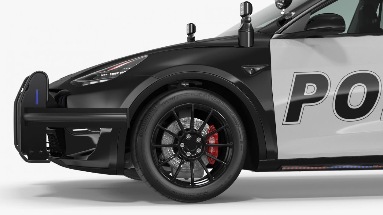 Police Car Tesla Model Y Lights On 3D model