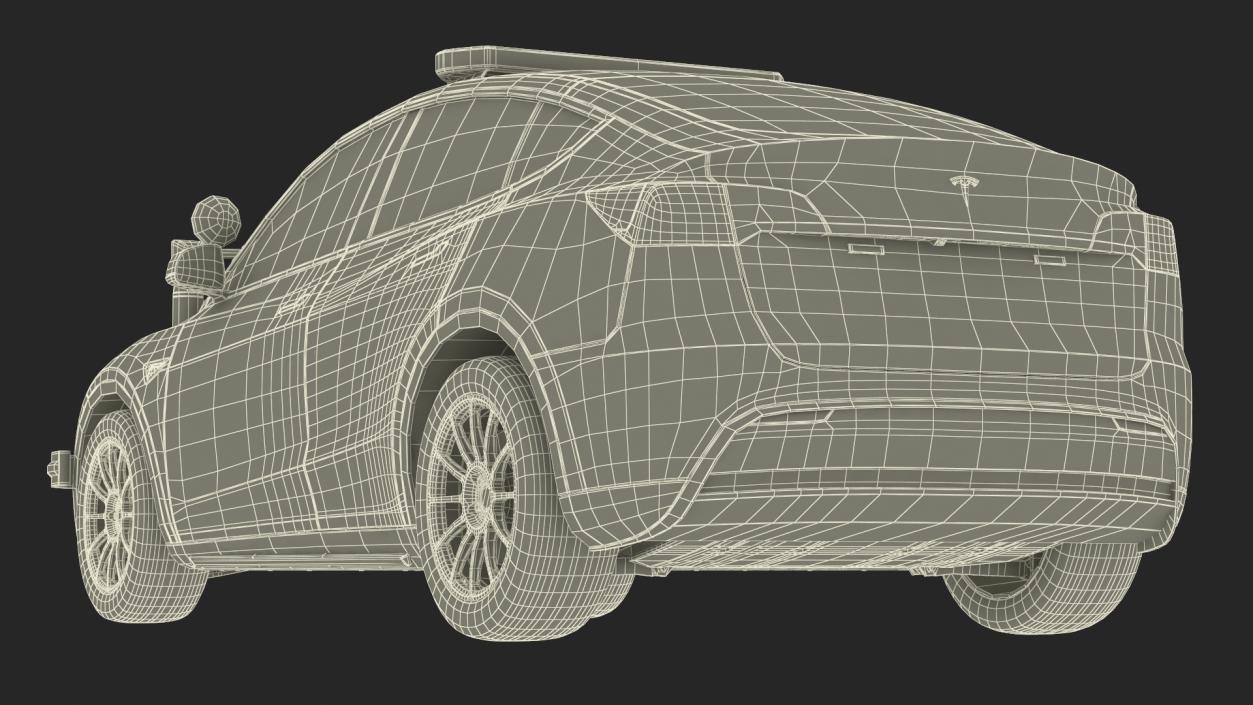 Police Car Tesla Model Y Lights On 3D model