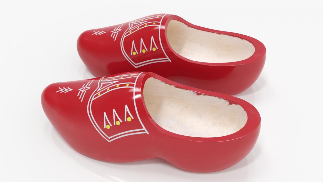 3D Red Dutch Clogs Shoes