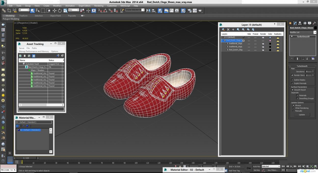 3D Red Dutch Clogs Shoes