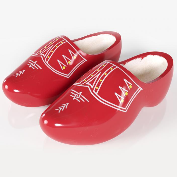 3D Red Dutch Clogs Shoes