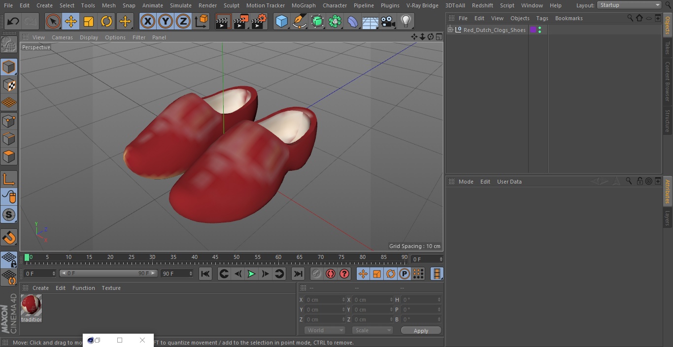 3D Red Dutch Clogs Shoes