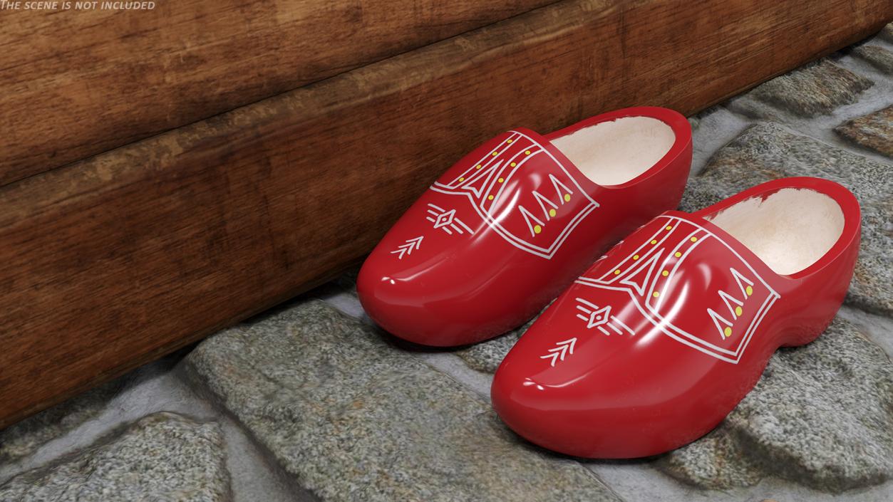 3D Red Dutch Clogs Shoes