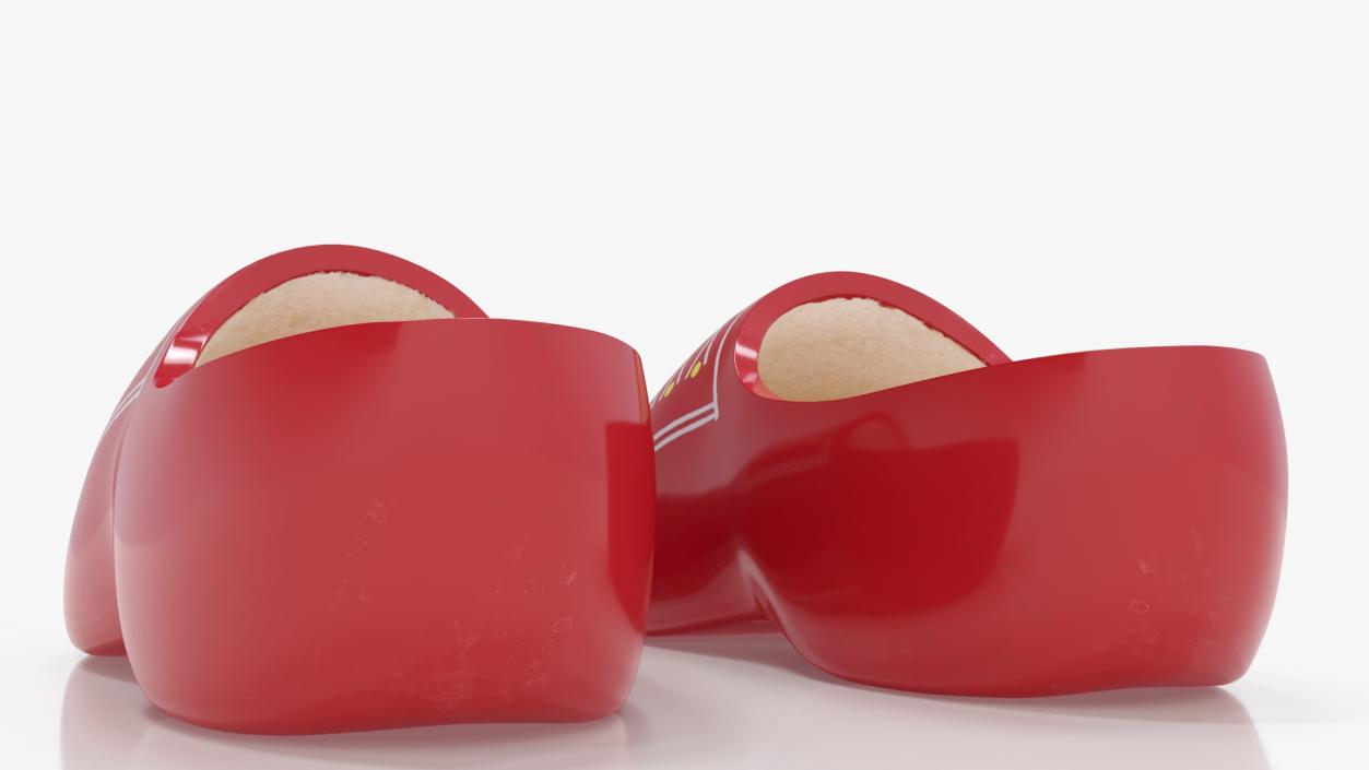 3D Red Dutch Clogs Shoes