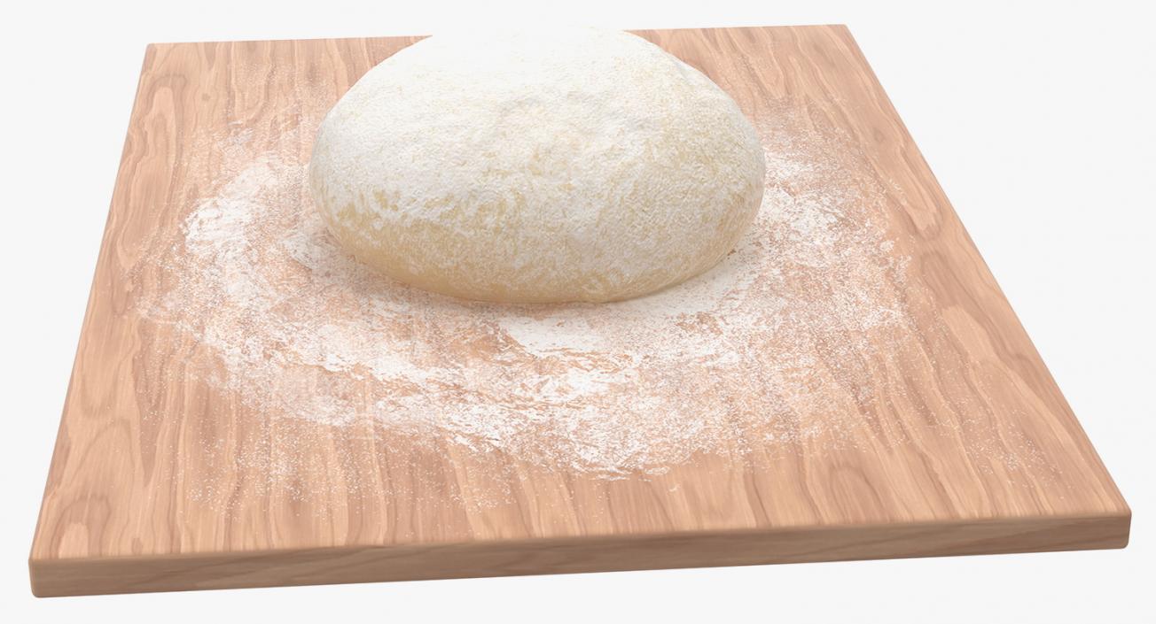 3D Dough on Wooden Board and Rolling Pin 3D Models Collection model