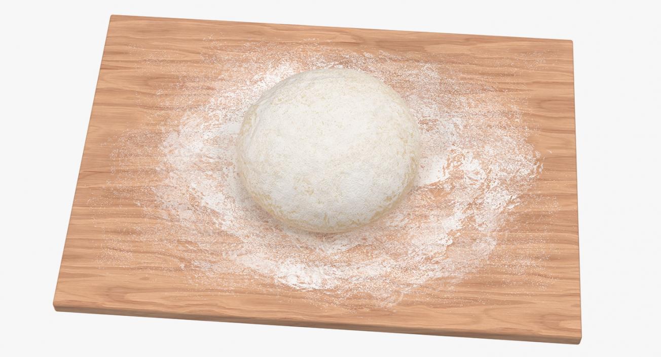 3D Dough on Wooden Board and Rolling Pin 3D Models Collection model