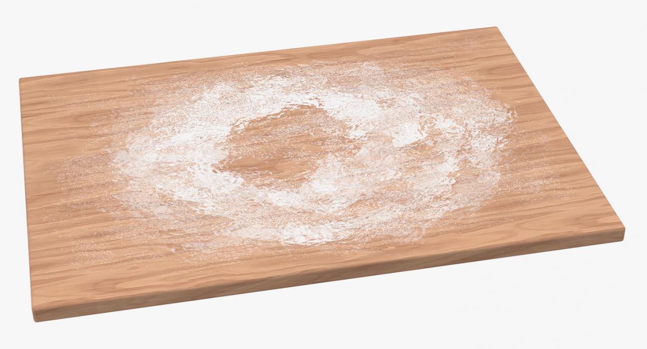 3D Dough on Wooden Board and Rolling Pin 3D Models Collection model